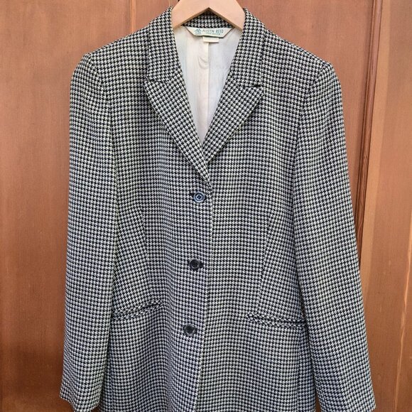 Austin Reed Women's Wool Blazer Beautiful Size 8 Lined Black and Cream pattern - Picture 1 of 2